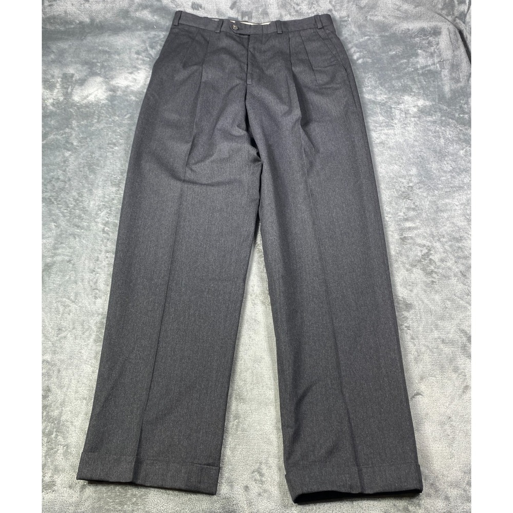 Vintage JB Britches Trousers Pleated Pants Men 33x33 Gray Nordstrom Virgin Wool